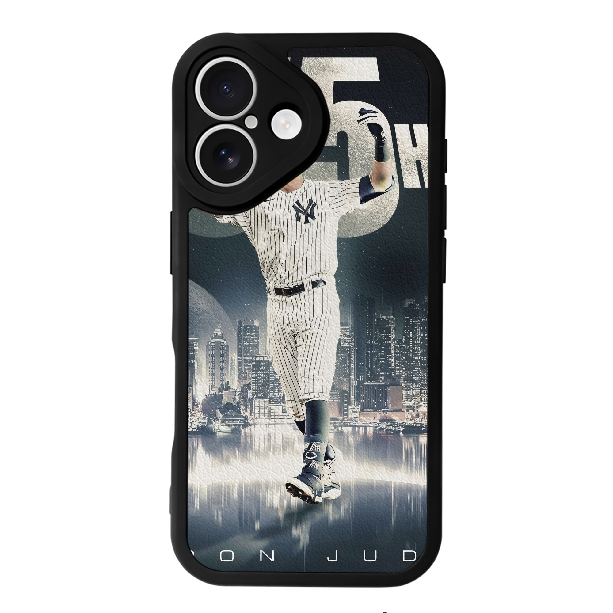 Aaron Judge 55 Home Runs IPhone 16 Silicone Leather Case – UV Print, Lambskin Texture – Perfect Fit, Wireless Charging Compatible, Scratch Resistant, Precise Cutouts – Stylish Protection For IPhone 16